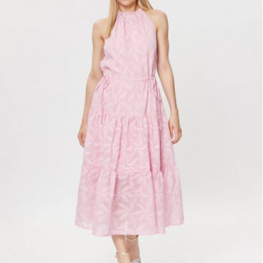 Elegant Pink Halter Dress